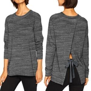 Daily Ritual Sweatshirt Tie Back Black White Stripe XL